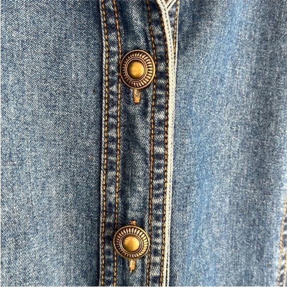 Christina Hope Vintage Aztec Embroidered Denim Shacket Jacket Size 12 - Picture 5 of 12